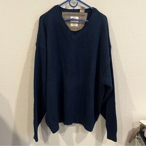 Viyella lambswool and cotton blend blue men’s v neck knit sweater size xxl